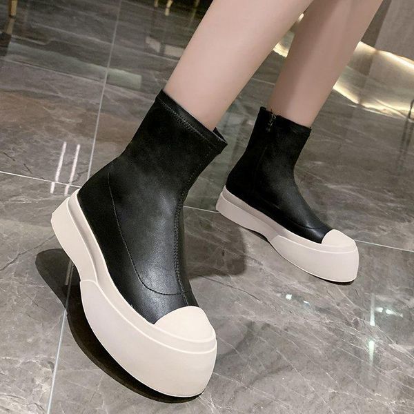 and versatile, net red thick soled boots for women's air new slim elastic casual short boots in autumn, Black
and versatile, net red thick soled boots for women's air new slim elastic casual short boots in autumn, Black