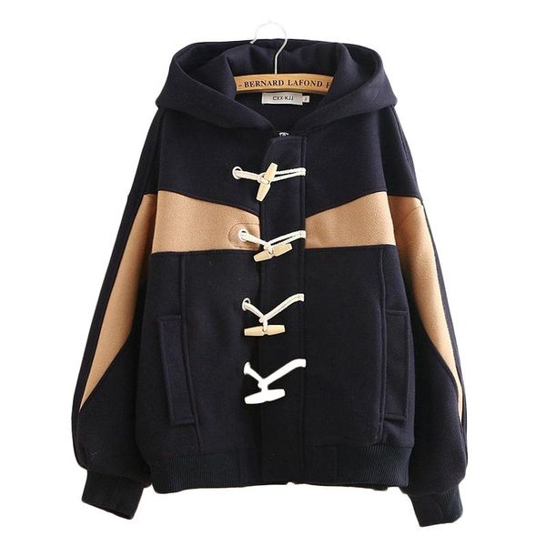 winter women coat patchwork cotton pockets button hooded horn button female jacket wool coat women black wool jacket plus size
winter women coat patchwork cotton pockets button hooded horn button female jacket wool coat women black wool jacket plus size