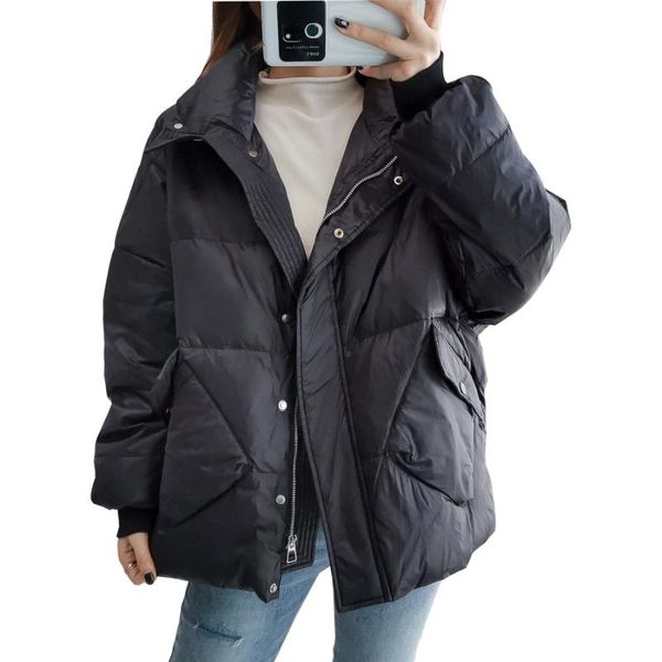 women's down & parkas cotton jacket women winter 2021 korean style short stand-up collar loose solid fashion casual bread clothes m389, Black
women's down & parkas cotton jacket women winter 2021 korean style short stand-up collar loose solid fashion casual bread clothes m389, Black