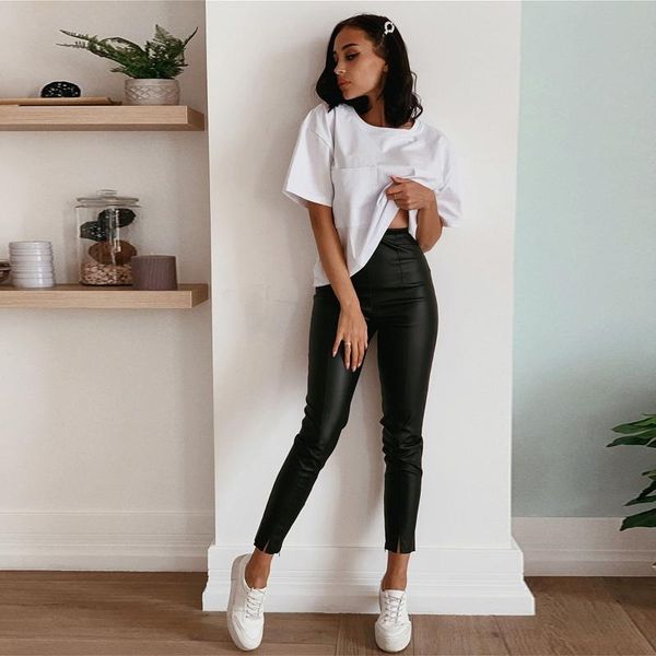 moarcho casual high waist skinny pu leather pants female slim basic solid elastic waist pencil pants 2021 new chic, Black;white
moarcho casual high waist skinny pu leather pants female slim basic solid elastic waist pencil pants 2021 new chic, Black;white