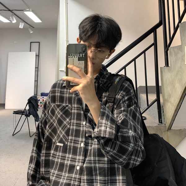 new 2021 privathinker men's vintage plaid long sleeve woman fashion oversized blouse black shirt casual man clothing 2zq1, White;black
new 2021 privathinker men's vintage plaid long sleeve woman fashion oversized blouse black shirt casual man clothing 2zq1, White;black