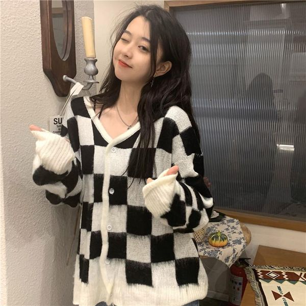 women's knits & tees design feeling small fry street languid is lazy fengri of checkerboard lattice in the spring and autumn knitting c, White
women's knits & tees design feeling small fry street languid is lazy fengri of checkerboard lattice in the spring and autumn knitting c, White