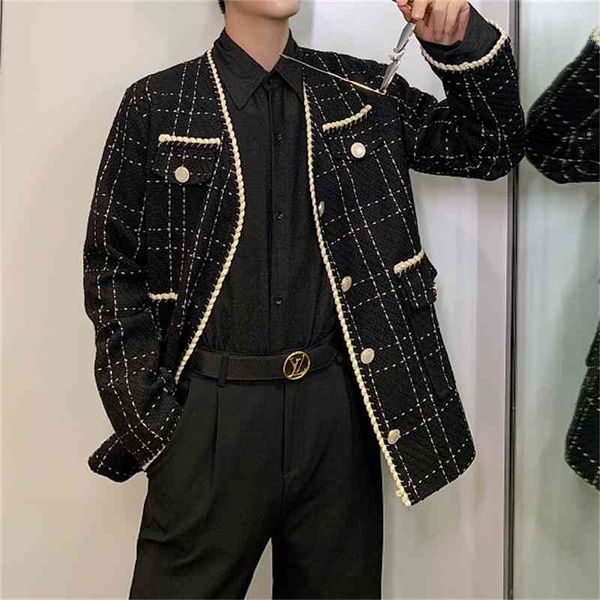 men's suits & blazers and women's loose plaid jackets, vintage street clothes, outdoor casual autumn, White;black
men's suits & blazers and women's loose plaid jackets, vintage street clothes, outdoor casual autumn, White;black