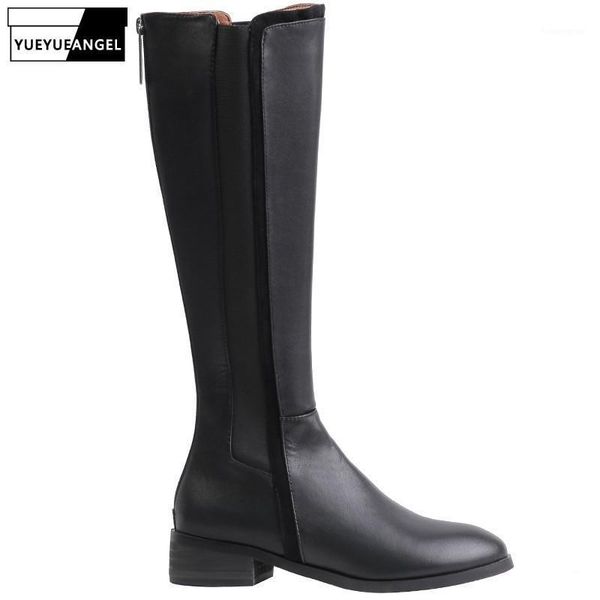 boots fashion straight knee high womens black genuine leather knight round toe zipper slip-on spliced cowhide flat1
boots fashion straight knee high womens black genuine leather knight round toe zipper slip-on spliced cowhide flat1