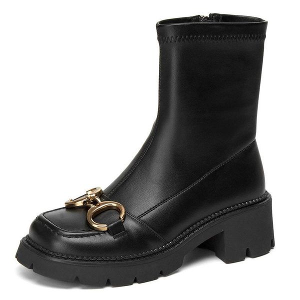 boots metal decoration women ankle 2021 concise genuine leather autumn winter round toe thick heels casual shoes woman, Black
boots metal decoration women ankle 2021 concise genuine leather autumn winter round toe thick heels casual shoes woman, Black