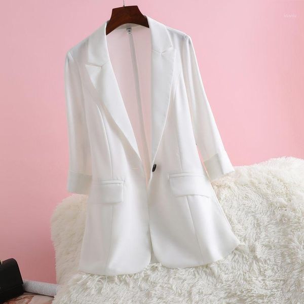 women's suits & blazers thin slim suit jacket fall 2021 3/4 sleeve single button temperament ladies summer sunscreen shirt aq1077, White;black
women's suits & blazers thin slim suit jacket fall 2021 3/4 sleeve single button temperament ladies summer sunscreen shirt aq1077, White;black