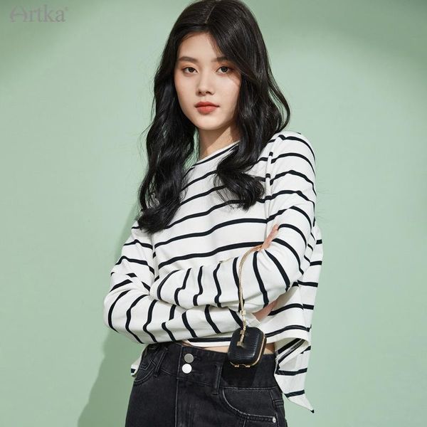 women's t-shirt artka 2021 spring women fashion casual black&white stripes o-neck long sleeve loose short t-shirts va25012c
women's t-shirt artka 2021 spring women fashion casual black&white stripes o-neck long sleeve loose short t-shirts va25012c