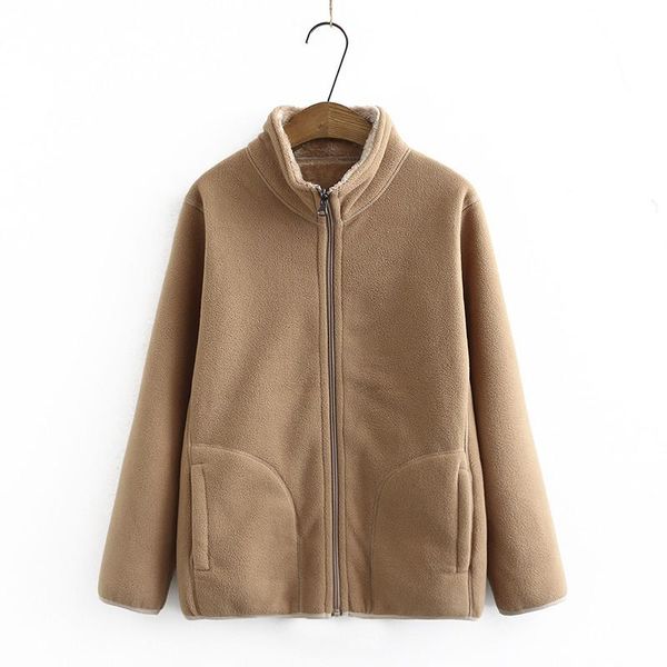 autumn winter fashion women fleece stand collar warm casual wear on both sides outerwear plus size loose ladies jacket 5xl h1166, Black;brown
autumn winter fashion women fleece stand collar warm casual wear on both sides outerwear plus size loose ladies jacket 5xl h1166, Black;brown