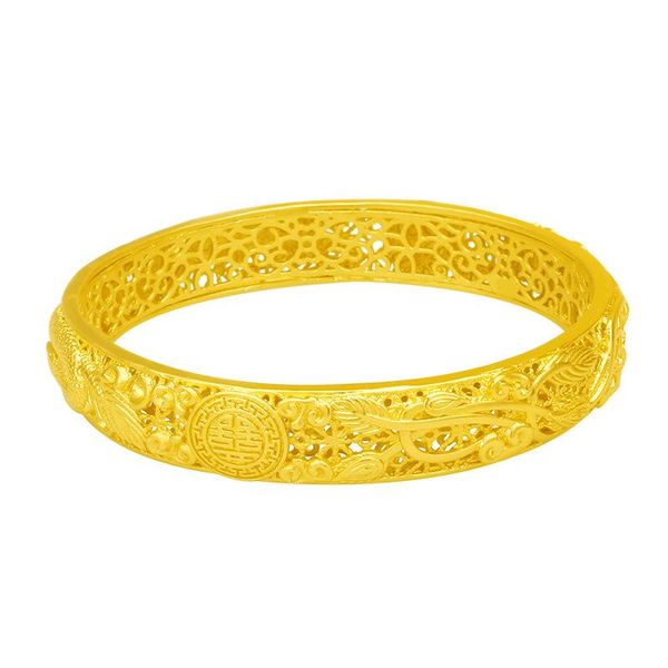 bangle hollow dragon and phoenix jewelry yellow gold plated wedding bracelet gift, Black
bangle hollow dragon and phoenix jewelry yellow gold plated wedding bracelet gift, Black