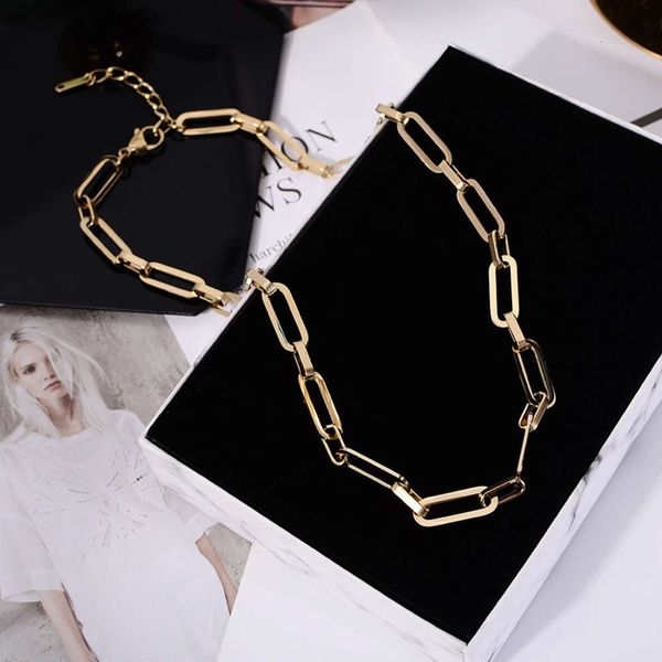 french thick necklace women's ins blogger with cool wind titanium steel chain accessories fashion, Silver
french thick necklace women's ins blogger with cool wind titanium steel chain accessories fashion, Silver