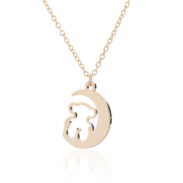 european and american popular jewelry moon hollow-out bear necklace pendant chain collarbone, Silver
european and american popular jewelry moon hollow-out bear necklace pendant chain collarbone, Silver