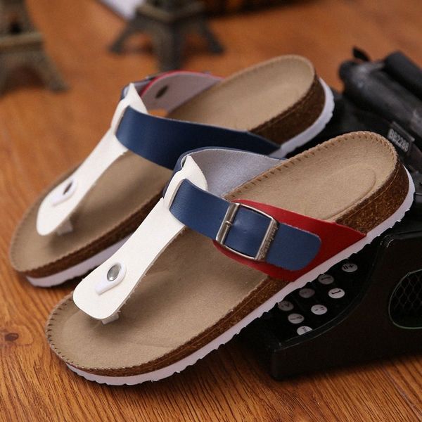 

mixed colors buckle cork sandalias femme slip on casual flipflop cork gladiator sandals women flat slippers lovers gift shoes footwear o3dk#, Black