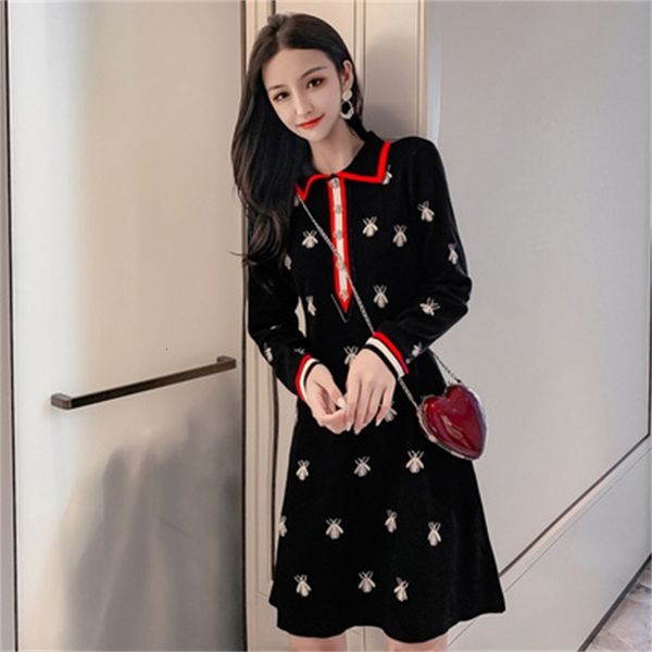 female fashion dressed 2021 autumn and winter new lapel little bee embroidered waistline slimming mesh skirt ijs1, White;black
female fashion dressed 2021 autumn and winter new lapel little bee embroidered waistline slimming mesh skirt ijs1, White;black