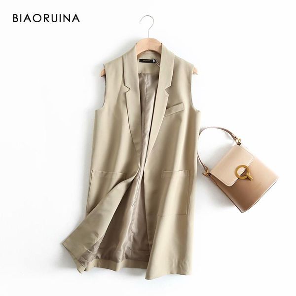 women's suits & blazers biaoruina sleeveless v-neck long blazer two pockets ladies elegant vest spring arrival street style outerwear, White;black
women's suits & blazers biaoruina sleeveless v-neck long blazer two pockets ladies elegant vest spring arrival street style outerwear, White;black