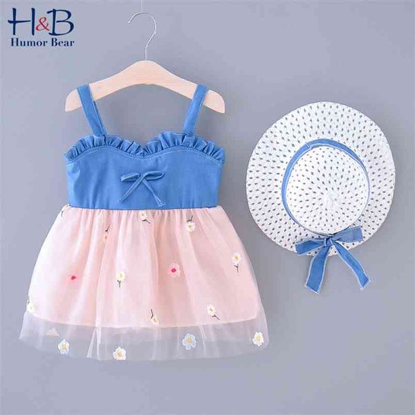 children's clothing summer girls dress thin denim stitching mesh sling princess +hat baby kids clothes 210611, White
children's clothing summer girls dress thin denim stitching mesh sling princess +hat baby kids clothes 210611, White
