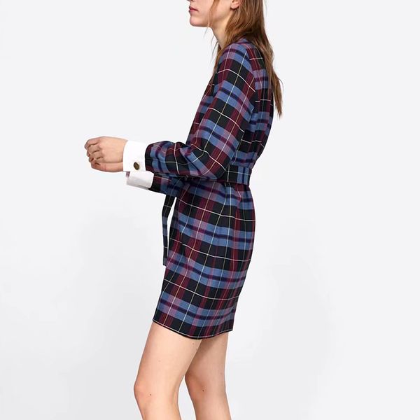 women new spring long sleeve plaid mini dress vintage sashes female a-line dress casual retro lady belt dress vestidos, Black;gray
women new spring long sleeve plaid mini dress vintage sashes female a-line dress casual retro lady belt dress vestidos, Black;gray