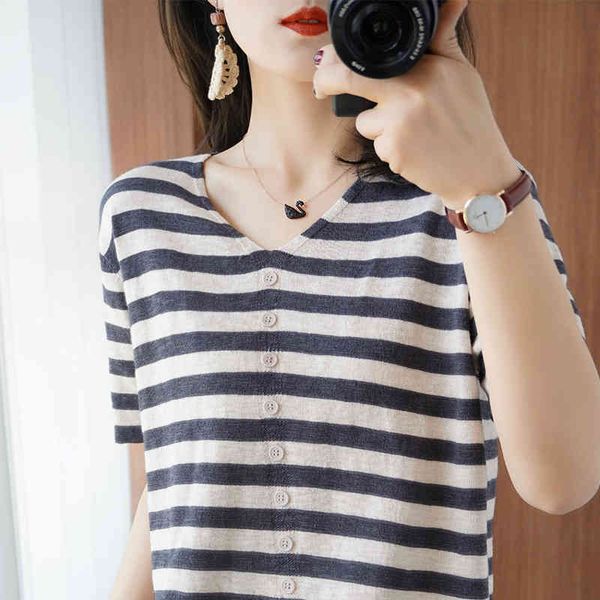 women's t-shirt female pure cotton striped t-shirt, casual plus size sweater short sleeve 2021, White
women's t-shirt female pure cotton striped t-shirt, casual plus size sweater short sleeve 2021, White