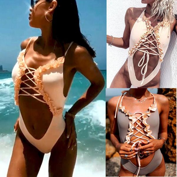 one-piece suits lace up ruffle bikini monokini swimwear ladies deep v neck bandage cross swimsuit summer beachwear
one-piece suits lace up ruffle bikini monokini swimwear ladies deep v neck bandage cross swimsuit summer beachwear