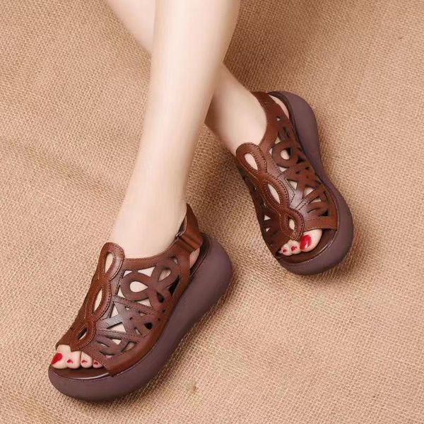 sandals women soft leather wedges shoes for summer casual female heels wedge sandalias mujer, Black
sandals women soft leather wedges shoes for summer casual female heels wedge sandalias mujer, Black
