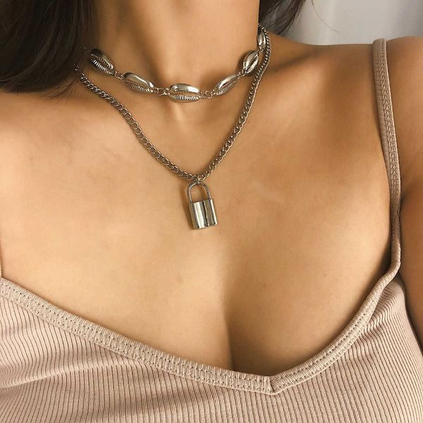 fashionable new style personalized street racket alloy shell multilayer exaggerated necklace, Silver
fashionable new style personalized street racket alloy shell multilayer exaggerated necklace, Silver