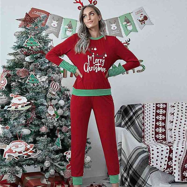 long sleeve blouse pants women sleepwear letters stripes christmas pajamas set womens clothing pijama feminino, Black;red
long sleeve blouse pants women sleepwear letters stripes christmas pajamas set womens clothing pijama feminino, Black;red