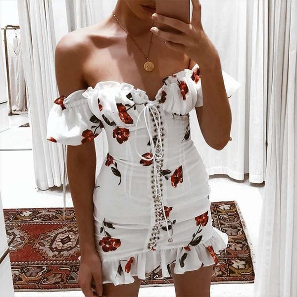 summer lace up strapless off women dresses the shoulder short sleeve holiday floral print beach white, Black;gray
summer lace up strapless off women dresses the shoulder short sleeve holiday floral print beach white, Black;gray