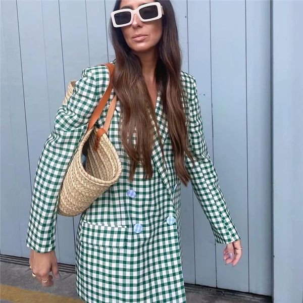 women's suits & blazers woman vinage green loose plaid blazer 2021 spring fashion ladies houndstooth female high street double breasted, White;black
women's suits & blazers woman vinage green loose plaid blazer 2021 spring fashion ladies houndstooth female high street double breasted, White;black