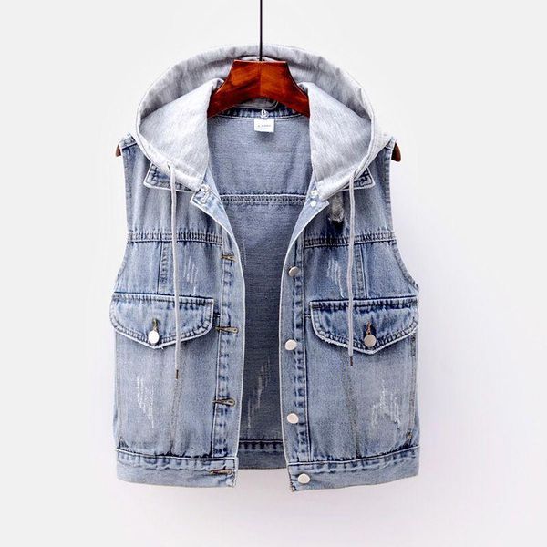 women's vests vintage blue removable hooded denim vest women casual loose sleeveless jacket summer korean short jeans female waistcoat, Black;white
women's vests vintage blue removable hooded denim vest women casual loose sleeveless jacket summer korean short jeans female waistcoat, Black;white