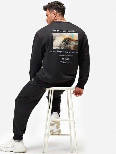 extended sizes men slogan and wave print sweatshirt & sweatpants y3wd#, Gray
extended sizes men slogan and wave print sweatshirt & sweatpants y3wd#, Gray