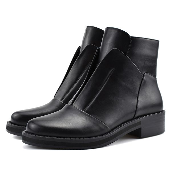 new fashion side zipper black ankle boots for women warm plush insole women boots med heel cool style autumn women shoes
