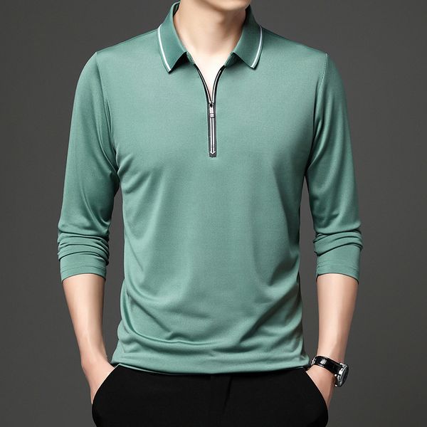 2021 spring autumn lapel zipper long sleeve simple casual solid color t-shirt bottom shirt polo shirt men, White;black
2021 spring autumn lapel zipper long sleeve simple casual solid color t-shirt bottom shirt polo shirt men, White;black