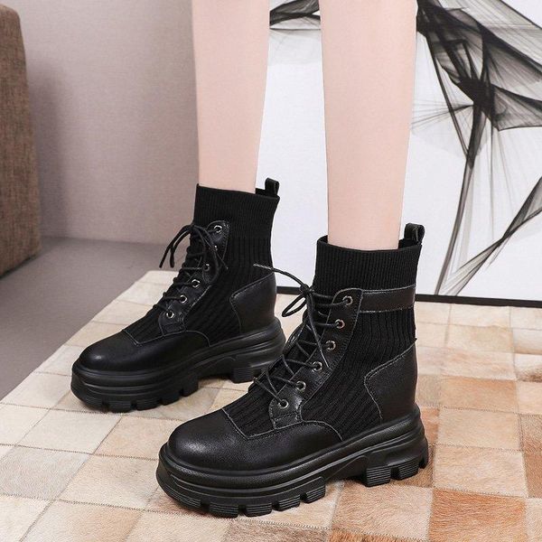 boots black platform ankle women spring autumn knit stitching lace up short booties motorcycle thick bottom botas mujer
boots black platform ankle women spring autumn knit stitching lace up short booties motorcycle thick bottom botas mujer