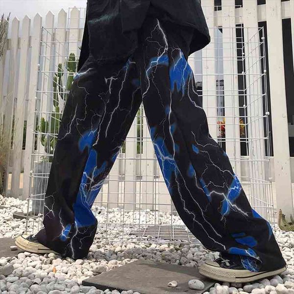 ins harajuku dark street retro womens capris lightning casual loose wild wide-leg trousers tide, Black;white
ins harajuku dark street retro womens capris lightning casual loose wild wide-leg trousers tide, Black;white
