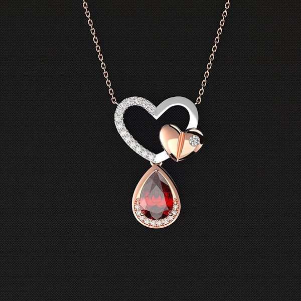 hbp luxury new style heart corresponding fashion personality necklace classic water drop zircon pendant clavicle chain women's jewelry, Silver
