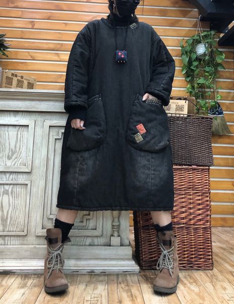 2021 fashion retro cotton denim new o neck plus size a-line mid-calf es women g64c, Black;gray 
2021 fashion retro cotton denim new o neck plus size a-line mid-calf es women g64c, Black;gray