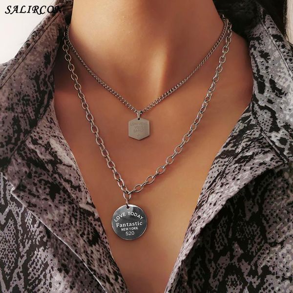 kpop stainless steel geometric letter pendant necklace for women men goth round link chain choker necklace fashion jewelry 2021, Silver
kpop stainless steel geometric letter pendant necklace for women men goth round link chain choker necklace fashion jewelry 2021, Silver