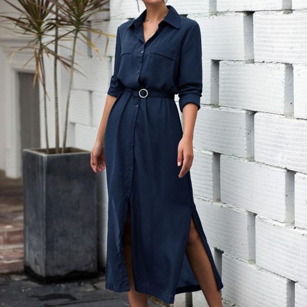 casual dresses women clothes elegant office lady dress spring autumn turn-down collar long solid buttons loose shirt gv868, Black;gray
casual dresses women clothes elegant office lady dress spring autumn turn-down collar long solid buttons loose shirt gv868, Black;gray