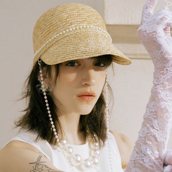 2021 new handmade women ultrabraid visor elegant peals necklace straw summer brim sun beach kuntucky derby hat travel cap bqfw, Blue;gray
2021 new handmade women ultrabraid visor elegant peals necklace straw summer brim sun beach kuntucky derby hat travel cap bqfw, Blue;gray