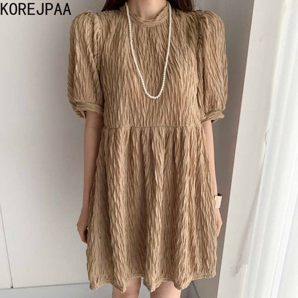 korejpaa women dress summer korean chic girls french retro round neck pleated texture design loose puff sleeve vestidos 210526, Black;gray
korejpaa women dress summer korean chic girls french retro round neck pleated texture design loose puff sleeve vestidos 210526, Black;gray