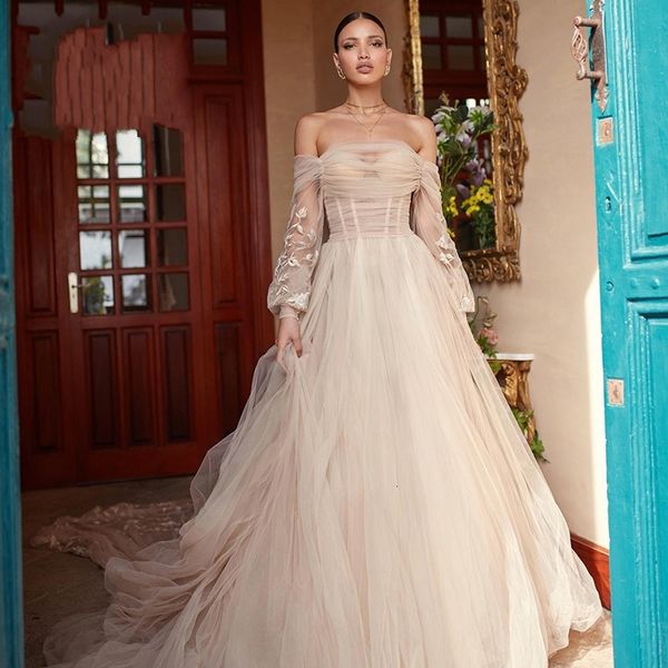 2021 new boho tulle wedding es romantic lantern sleeve backless a-line strapless princess bride gown vestido de noiva qlez, White
2021 new boho tulle wedding es romantic lantern sleeve backless a-line strapless princess bride gown vestido de noiva qlez, White