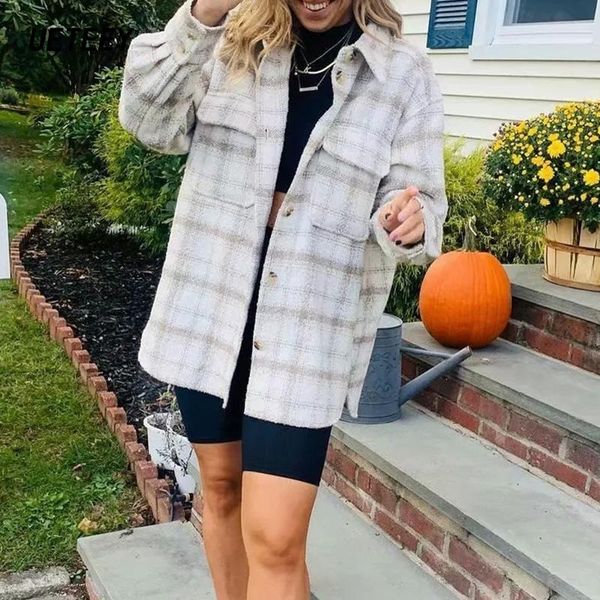 women's shirt jacket vintage soft tweed shirts oversize 2021 spring fashion ladies elegant loose bouses streetwear girls outwear, Black;brown
women's shirt jacket vintage soft tweed shirts oversize 2021 spring fashion ladies elegant loose bouses streetwear girls outwear, Black;brown