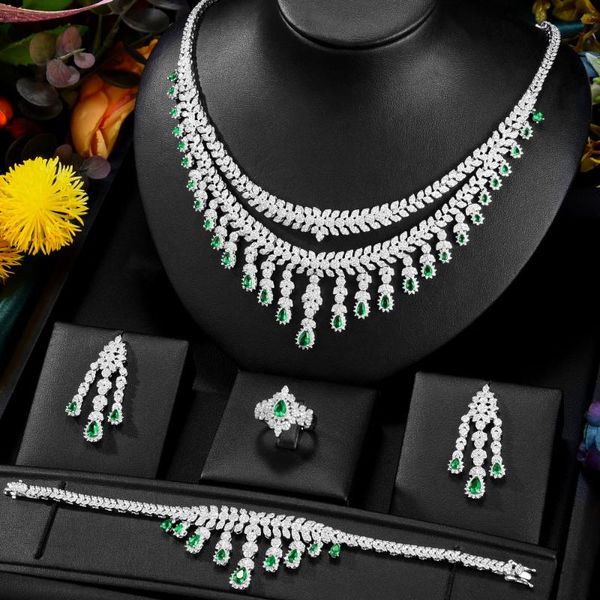 earrings & necklace soramoore 4pcs luxury waterdrop big statement jewelry set for women wedding cubic zircon cz african dubai bridal, Silver
earrings & necklace soramoore 4pcs luxury waterdrop big statement jewelry set for women wedding cubic zircon cz african dubai bridal, Silver