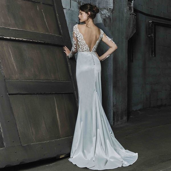 long 2021 new sleeve mermaid wedding es beach lace appliques illusion princess bridal party gowns bodice backless vestido de mariee hp3n, White
long 2021 new sleeve mermaid wedding es beach lace appliques illusion princess bridal party gowns bodice backless vestido de mariee hp3n, White