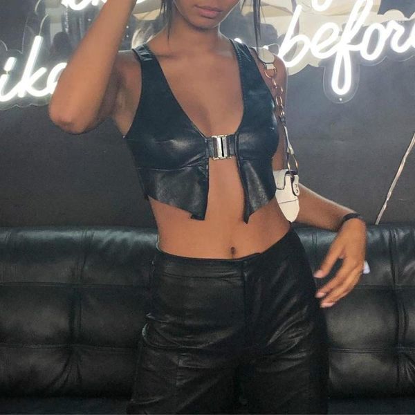 punk black pu leather camisole v neck metal button sleeveless crop fashion summer women club party solid tanks women's & camis, White
punk black pu leather camisole v neck metal button sleeveless crop fashion summer women club party solid tanks women's & camis, White