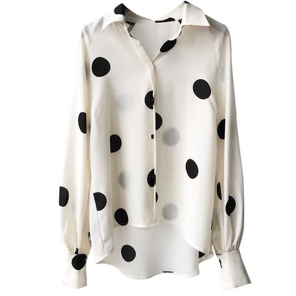 women's blouses & shirts vintage turn-down collar polka dots women chiffon elegant lantern sleeve loose female spring qqzi, White
women's blouses & shirts vintage turn-down collar polka dots women chiffon elegant lantern sleeve loose female spring qqzi, White