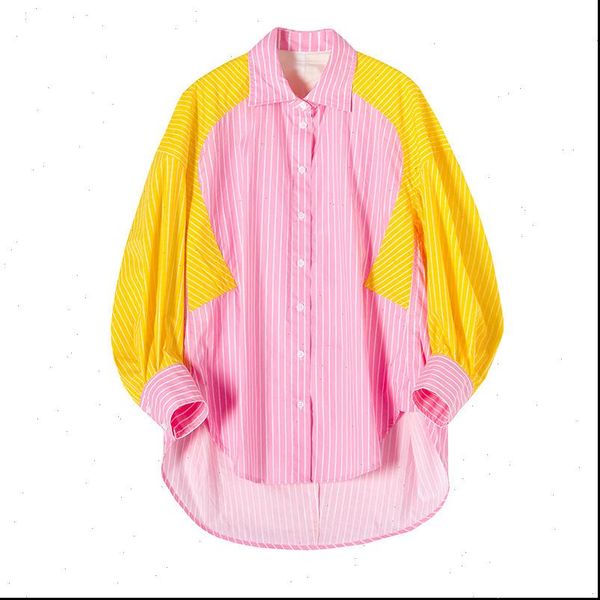 lanmrem 2021 new fashion contrast color patchwork striped shirt for women females long sleeve irregular blouse vestido yj52607, White
lanmrem 2021 new fashion contrast color patchwork striped shirt for women females long sleeve irregular blouse vestido yj52607, White