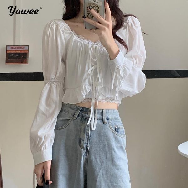 women's blouses & shirts spring style women solid long sleeve o-neck vintage korean preppy sweet cute girls leisure elegant, White
women's blouses & shirts spring style women solid long sleeve o-neck vintage korean preppy sweet cute girls leisure elegant, White