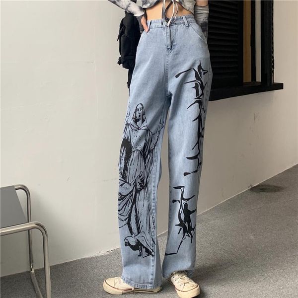 women's jeans summer fashion ins street hip-hop printed washed loose casual denim wide-leg pants trendy ladies trousers, Blue
women's jeans summer fashion ins street hip-hop printed washed loose casual denim wide-leg pants trendy ladies trousers, Blue