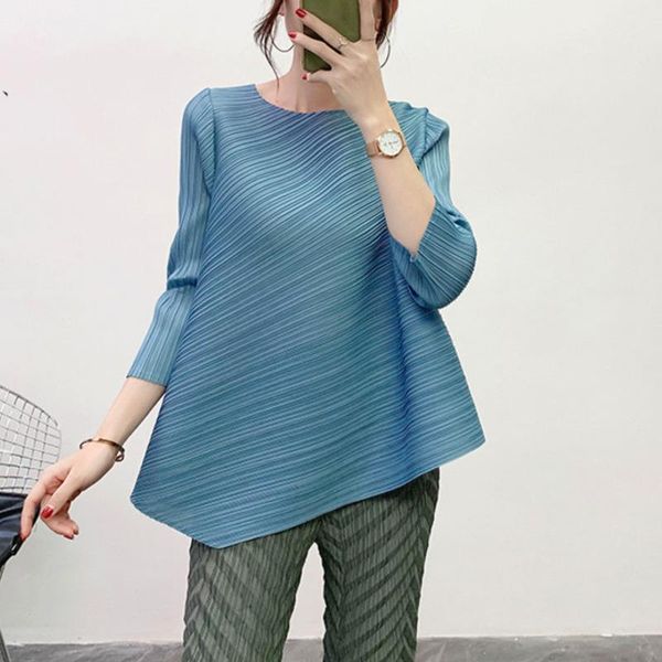 women's t-shirt pleated shirts for women loose large size irregular 2021 spring fashion three quarter sleeve e145, White
women's t-shirt pleated shirts for women loose large size irregular 2021 spring fashion three quarter sleeve e145, White