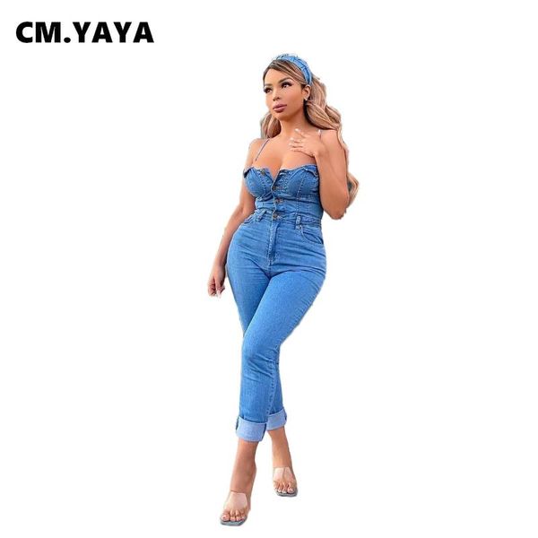 women's jeans cm.yaya women denim jumpsuits solid strap slash neck button pockets zip pencil fashion streetwear summer outfits, Blue
women's jeans cm.yaya women denim jumpsuits solid strap slash neck button pockets zip pencil fashion streetwear summer outfits, Blue